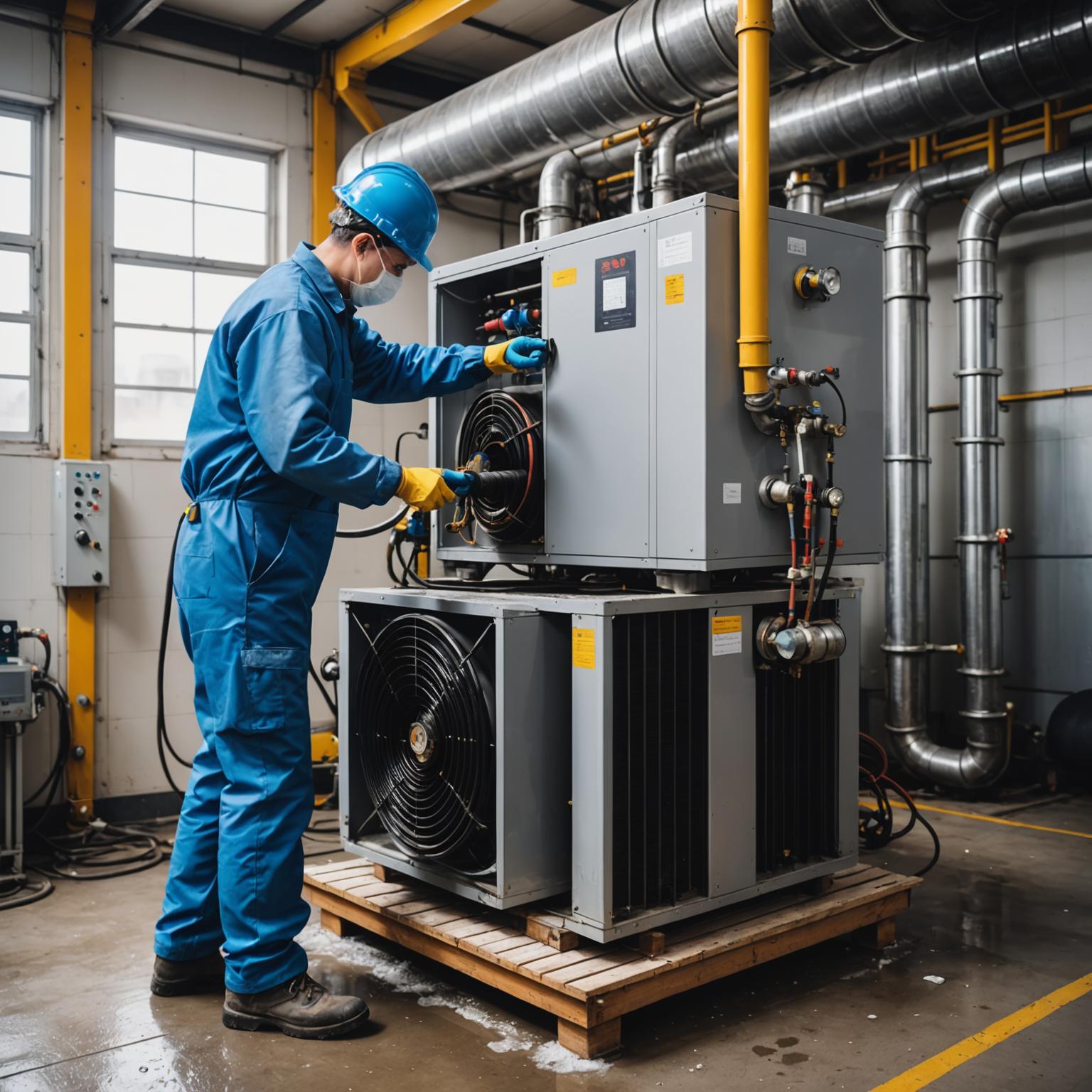 Chemical wash solution being applied to AC coil