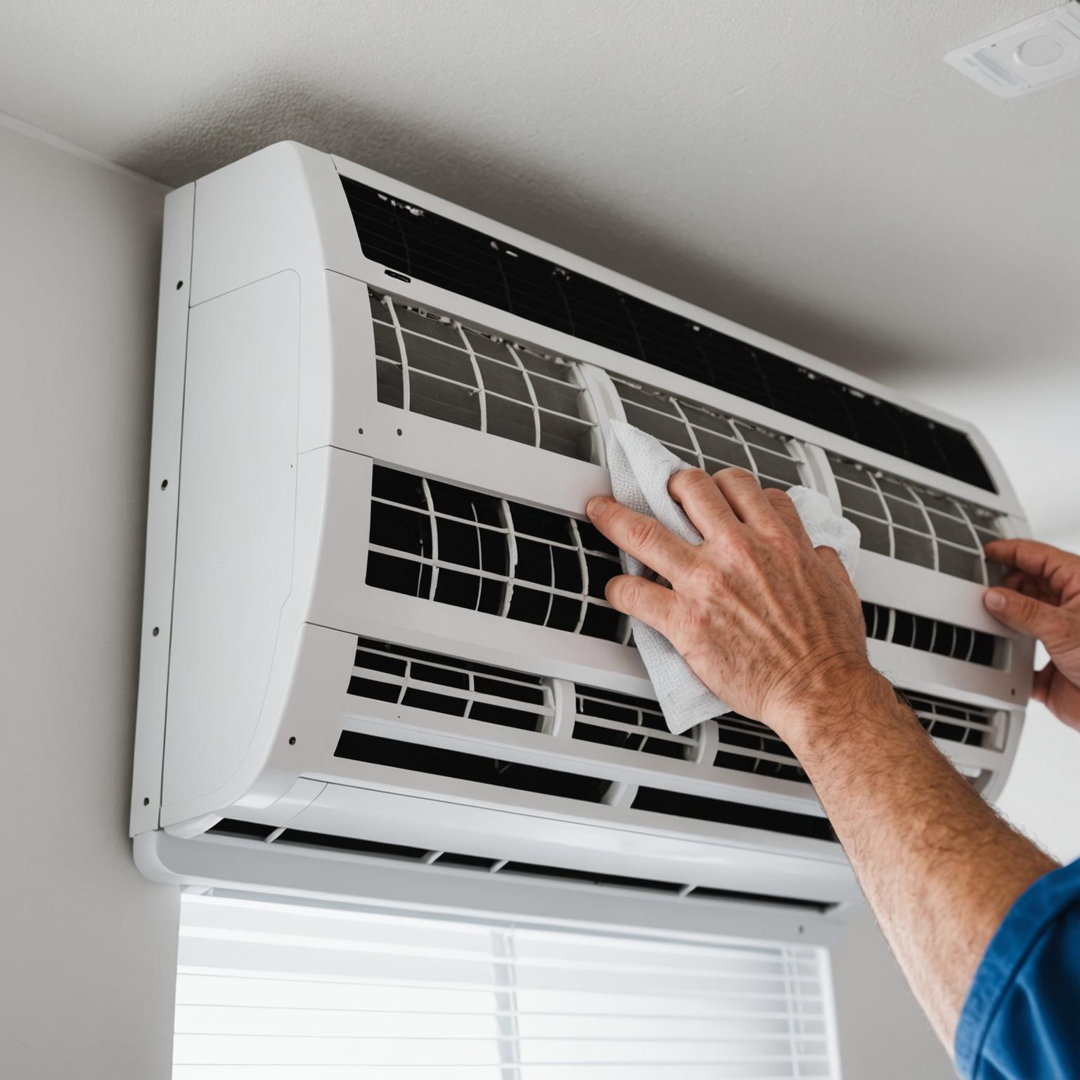 Technician performing general AC maintenance